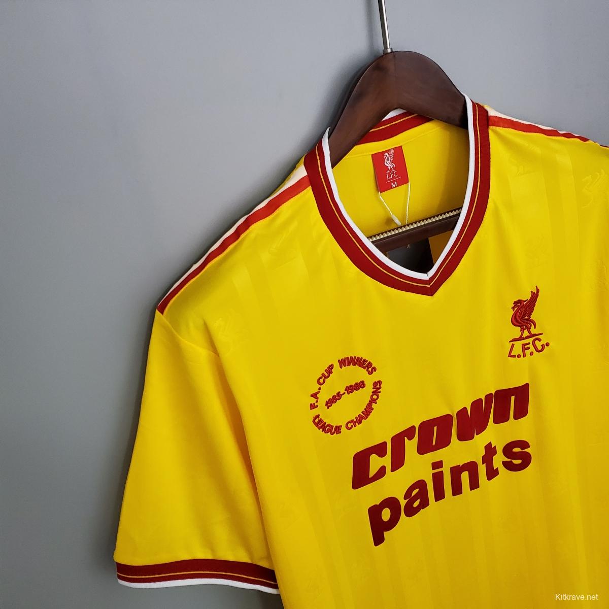 Retro 85/86 Liverpool away yellow Soccer Jersey