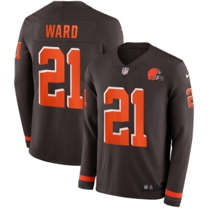 Men's Denzel Ward Black Therma Long Sleeve Player Limited Team Jersey