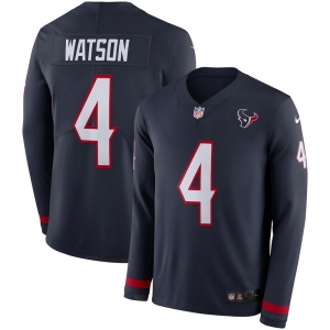 Men's Deshaun Watson Black Therma Long Sleeve Player Limited Team Jersey