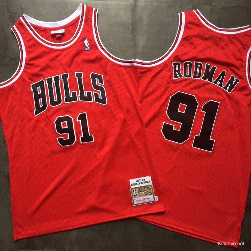 Men's Dennis Rodman Red Retro Classic Team Jersey