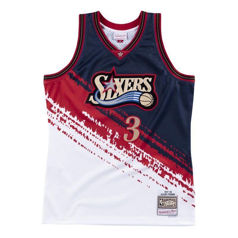 Men's Allen Iverson Black And White Retro Classic Team Jersey