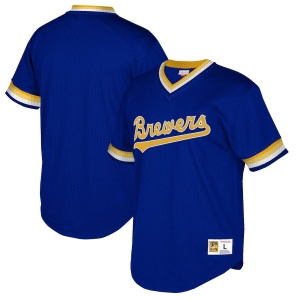 Men's Royal Cooperstown Collection Mesh Wordmark V-Neck Throwback Jersey