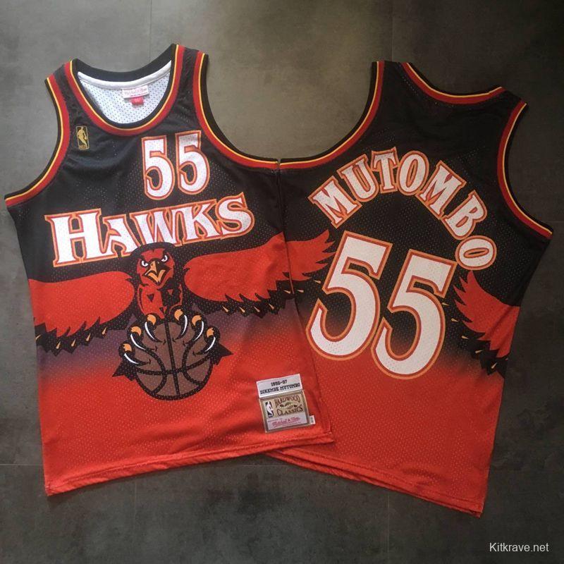 Men's Dikembe Mutombo Black And Red Retro Classic Team Jersey