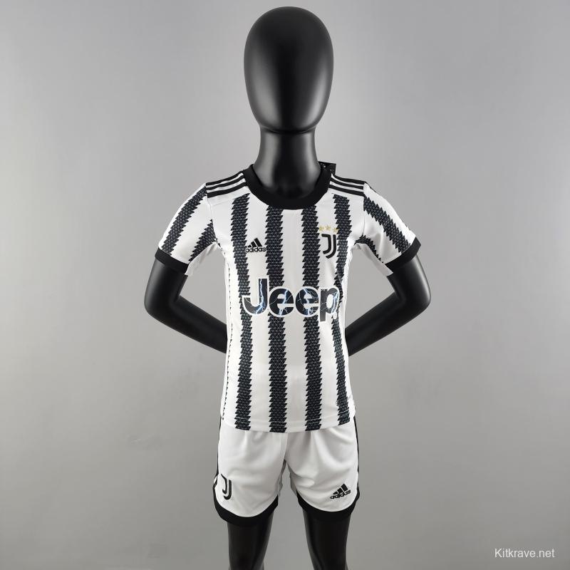 22/23 Juventus Kids Home  16-28 Soccer Jersey