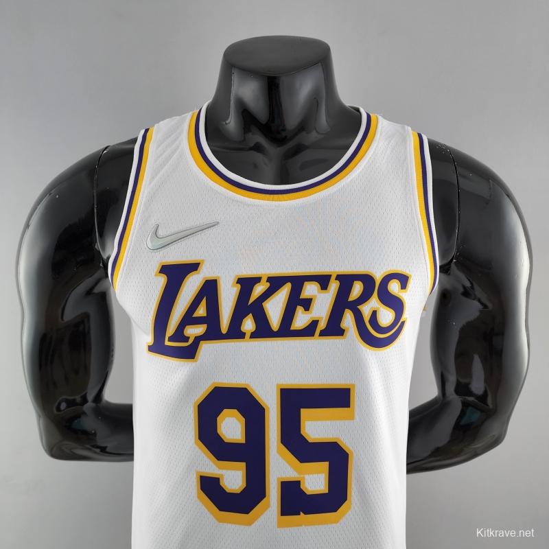 75th Anniversary TOSCANO #95 Los Angeles Lakers White NBA Jersey