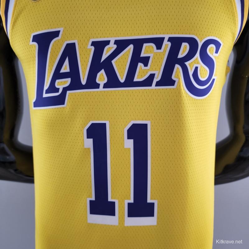 75th Anniversary IRVING #11 Los Angeles Lakers Yellow NBA Jersey