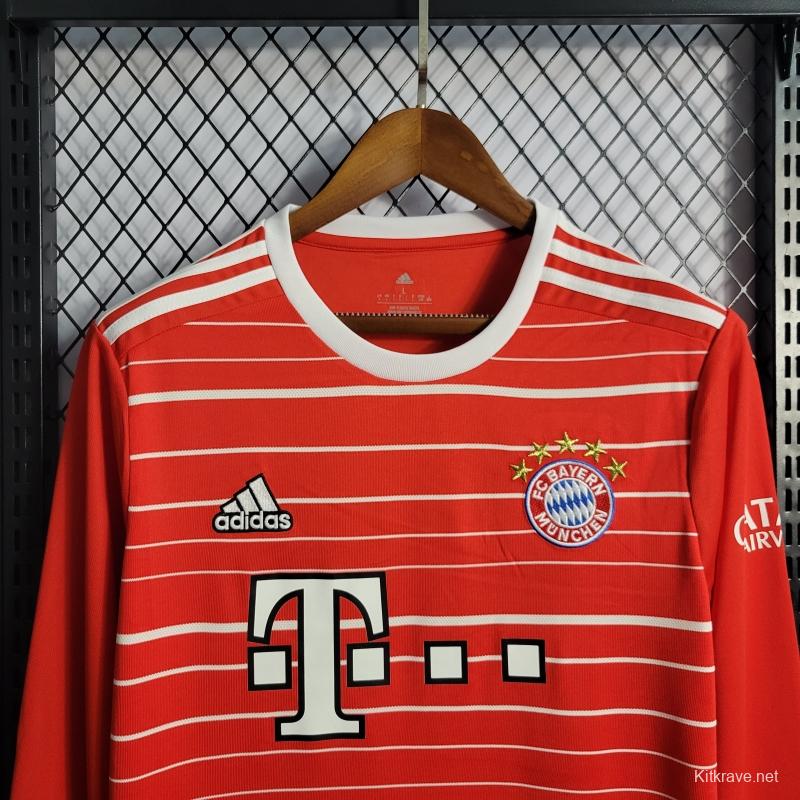 22/23 Long Sleeves Bayern Munich Home Soccer Jersey