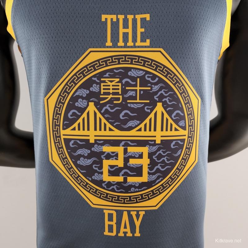 2018 GREEN #23 Golden State Warriors Grey NBA Jersey