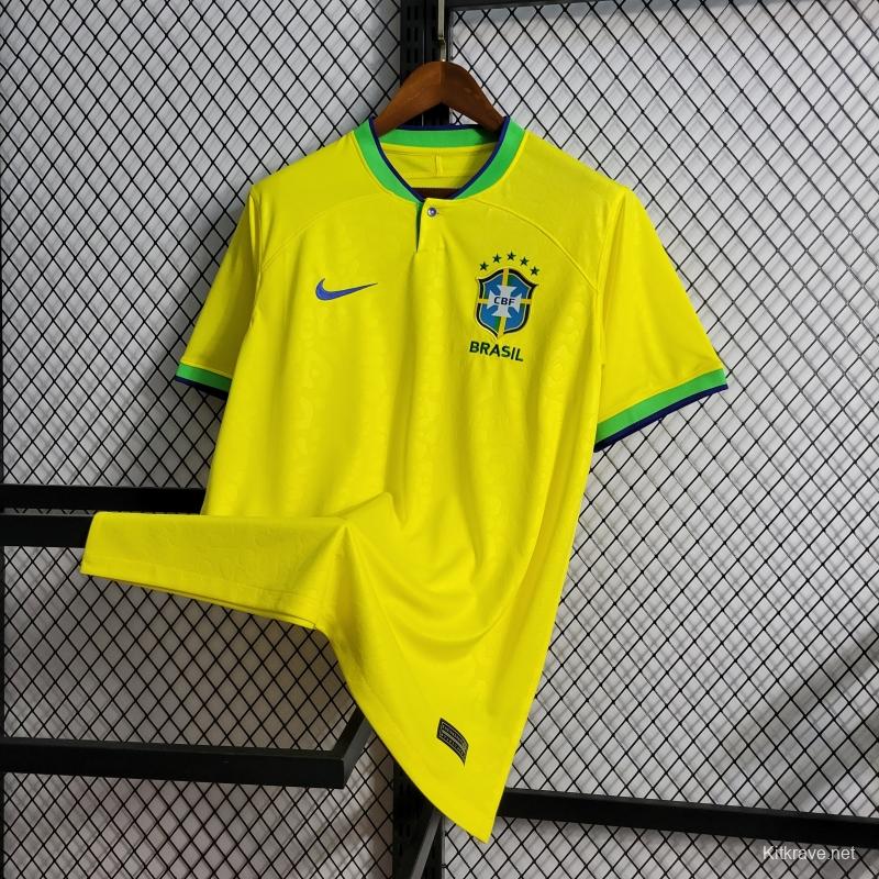 2022 Brazil Home National Team World Cup Soccer Jersey With Special Dragon Namesets