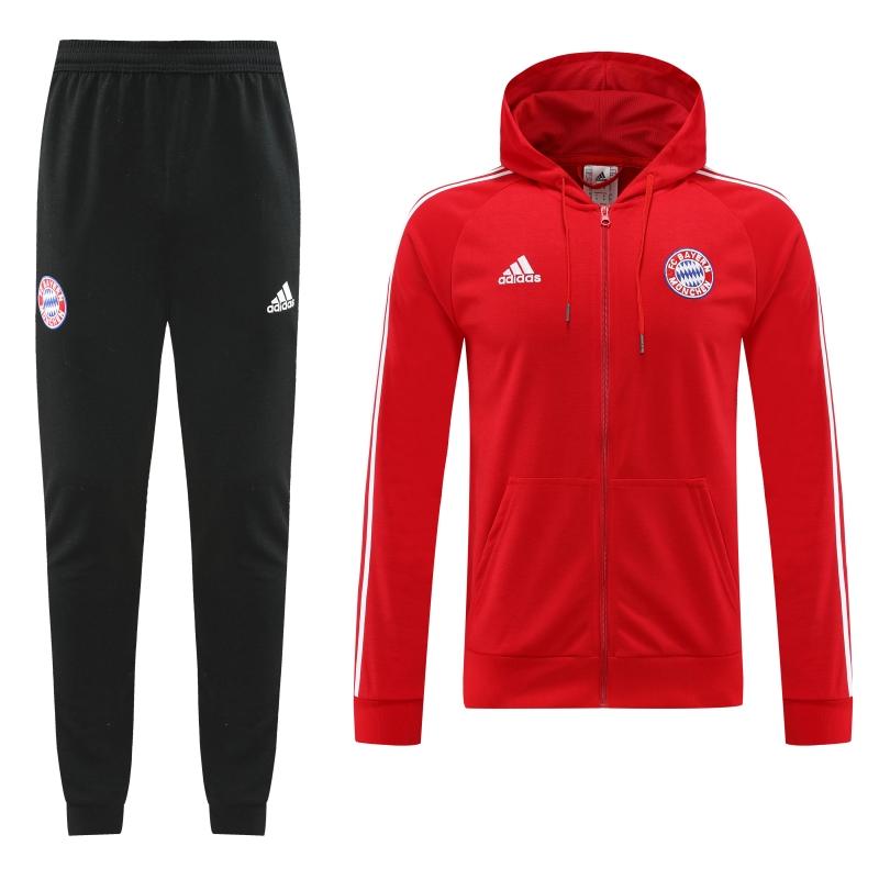 2023 Bayern Munich Red Hoodie Full Zipper Tracksuit