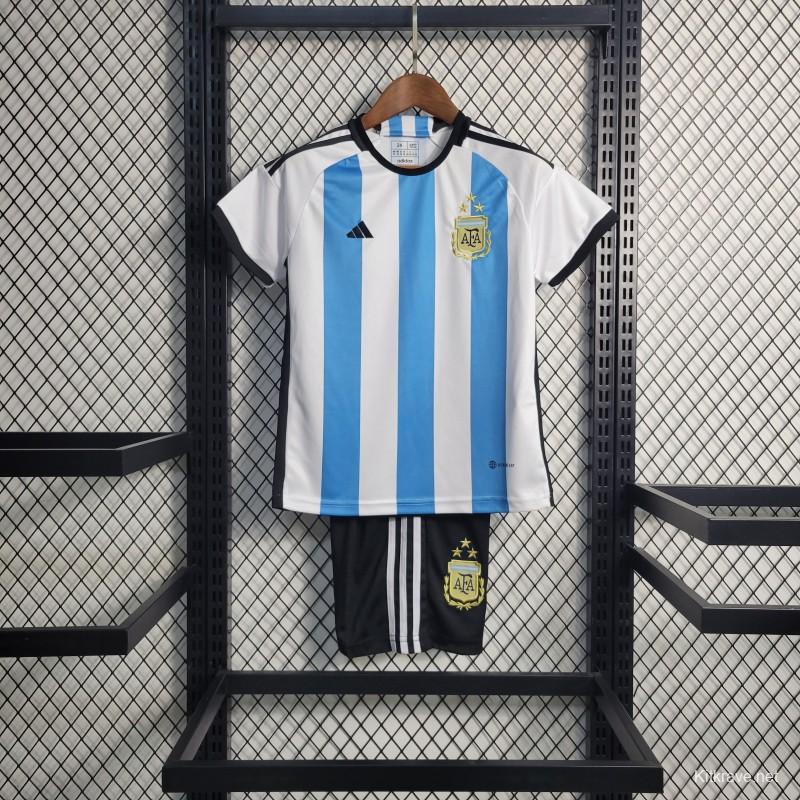 3-Stars 2023 Kids Argentina Home Jersey