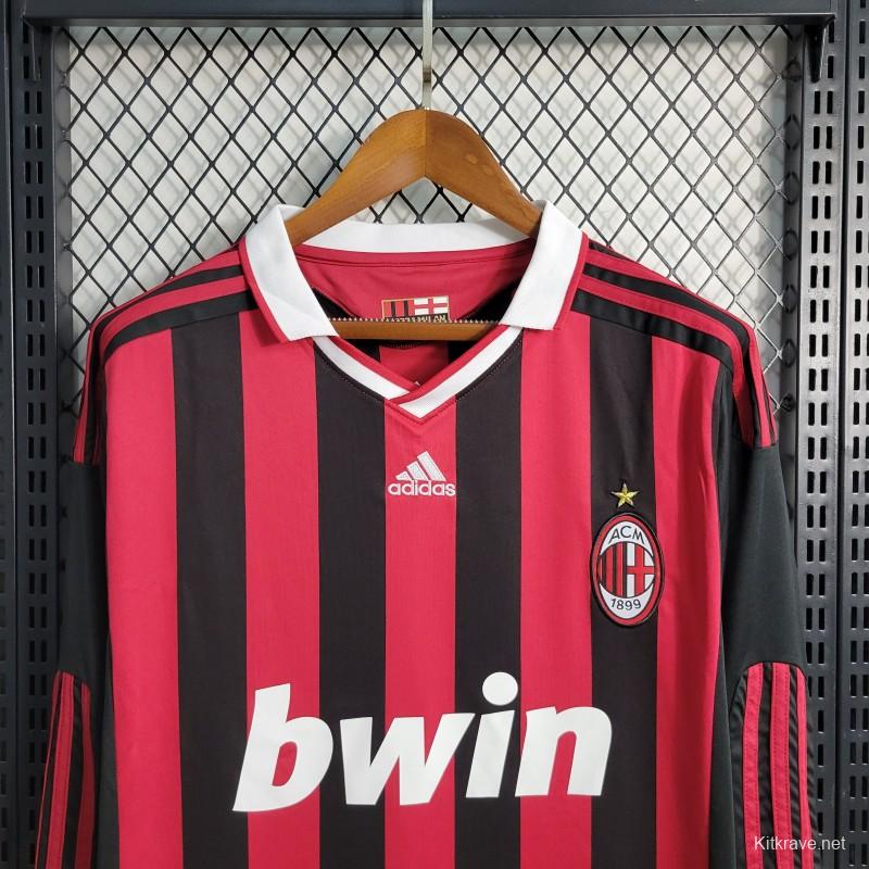 Retro Long Sleeve 2009-10 AC Milan Home Jersey