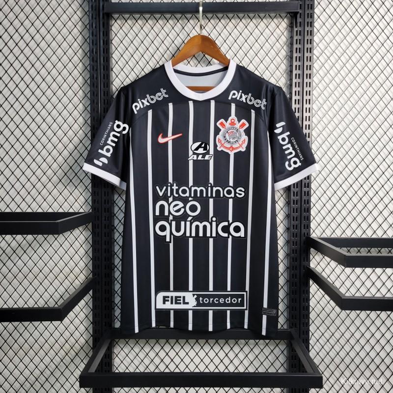 23/24 Corinthians Away Black Jersey+All Sponsors