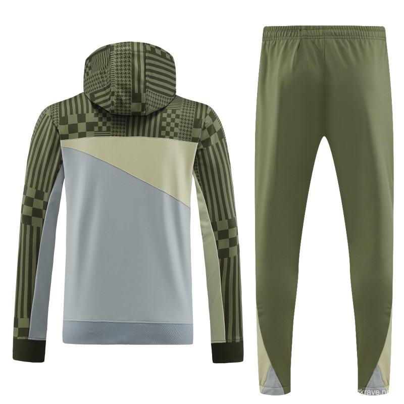 23/24 PUMA Green Grey Hoodie Half Zipper Jacket+Pants