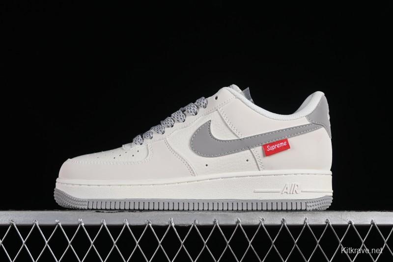 Supreme x Nike Air Force 1 '07 Low Beige Grey Casual Skate Shoes - HD1968-018