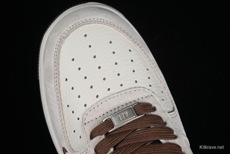 Nike Air Force 1 '07 Low Stussy Collaboration - Coffee Pig Suede Low-Top Casual Sneakers - HD1968-017