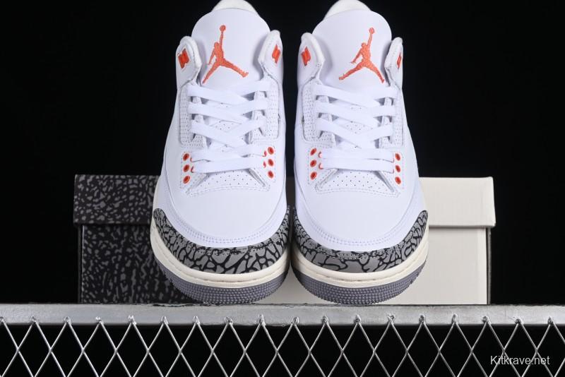 Nike Air Jordan 3 Retro Sneakers in White and Peach Orange - CK9246-121