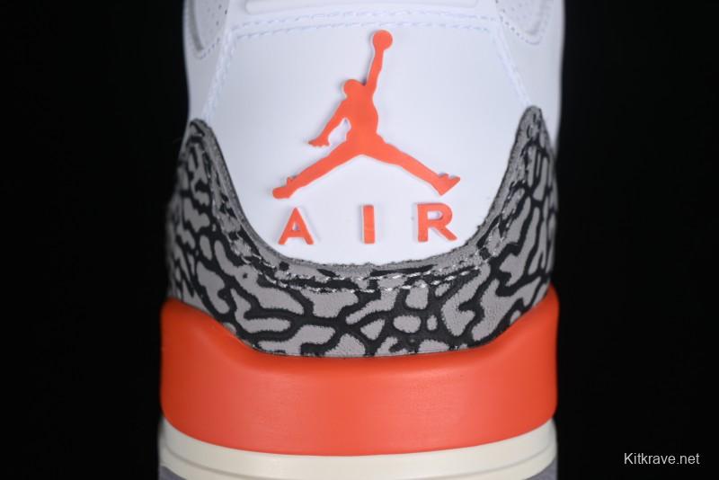 Nike Air Jordan 3 Retro Sneakers in White and Peach Orange - CK9246-121