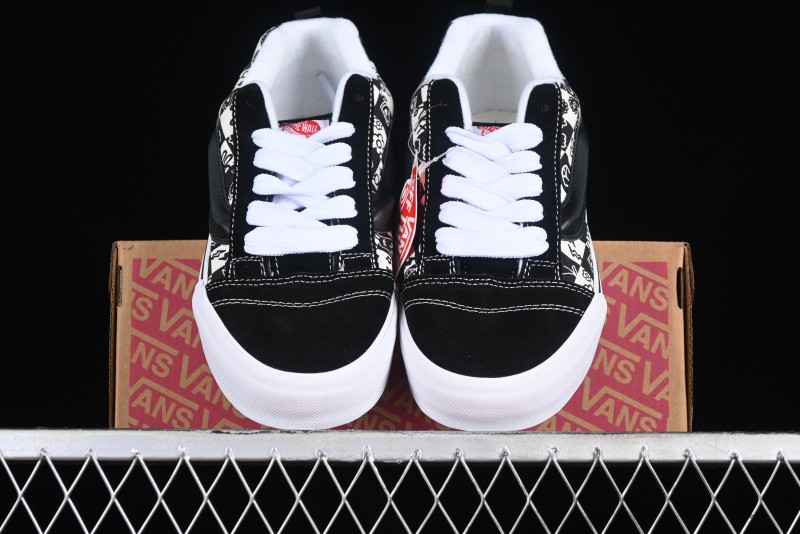 Vans Classics Knu Skool Checkerboard Graffiti Chunky Tongue Skate Shoes - VN0009QC6BT