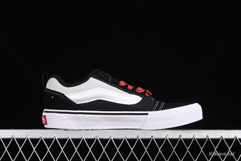 Vans Classics Knu Skool Patchwork Letter Lace-Up Chunky Tongue Platform Sneakers - VN0009QCBLK