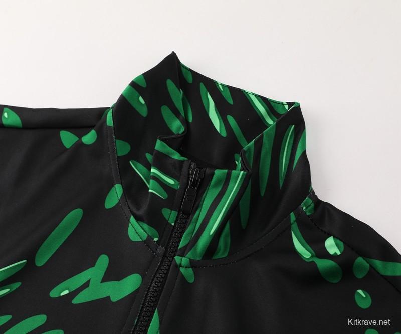 2024 Nigeria Black/Green Full Zipper Jacket +Long Pants