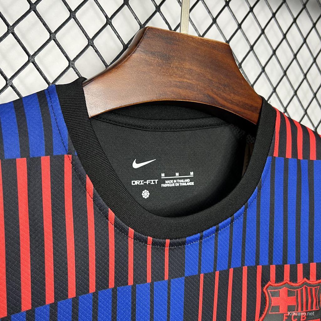 24/25 Barcelona Pre-Match Red/Blue Stripe Jersey