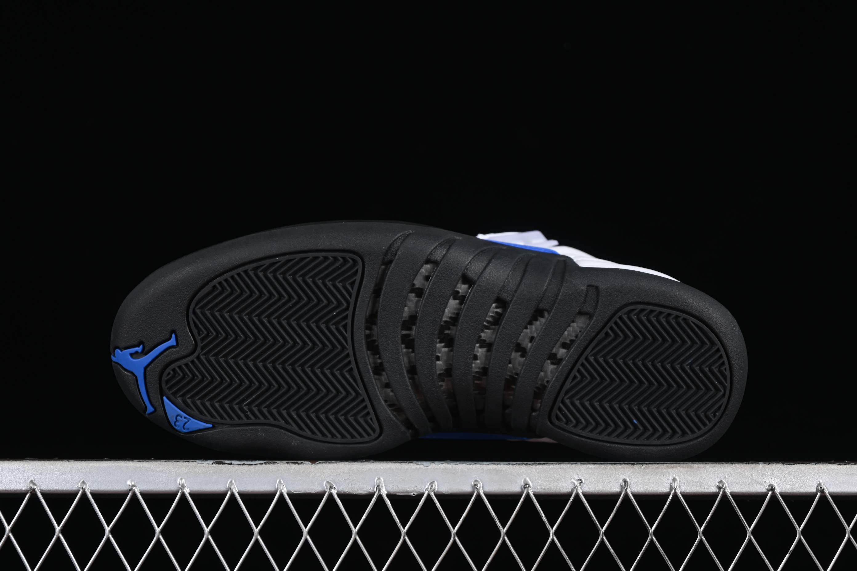 Nike Air Jordan 12 Retro Basketball Shoes in White Black Blue - CT8013-140