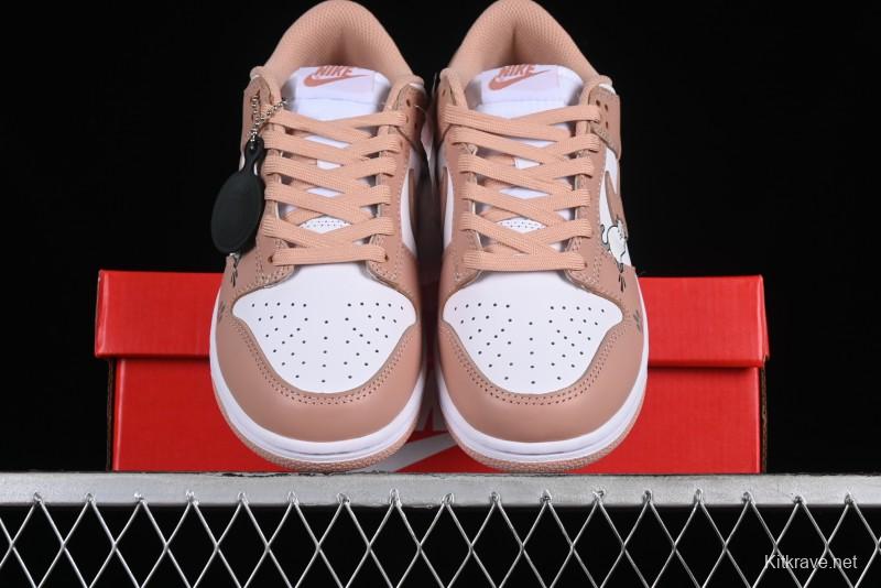 Nike Dunk Low SB Casual Sneakers with Knit Cat and Rose Pink Design - DD1503-118