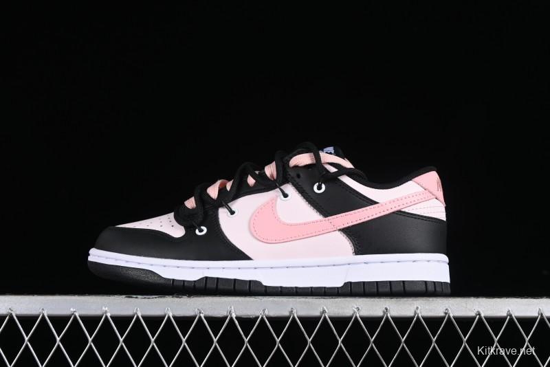 Nike Dunk Low Custom Deconstructed Strap Casual Sneakers in Black Pink - CW1590-100