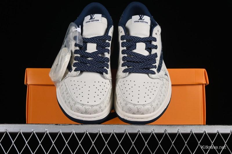 Nike Air Jordan 1 Low OG SP Travis Scott x Fragment Design Retro Sneakers with Reverse Swoosh - SJ2068-004