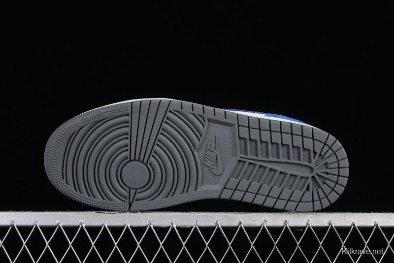 Nike Air Jordan 1 Low Flight Vintage Retro Sneakers in White and Blue - FV8439-104