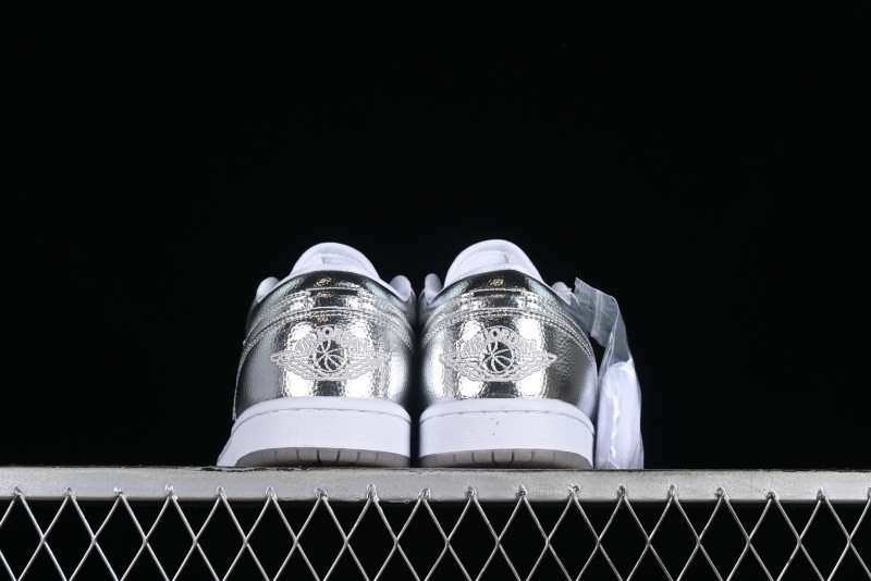Nike Air Jordan 1 Low "Metallic Silver" Casual Sneakers with Metallic Accents - FN5030-001