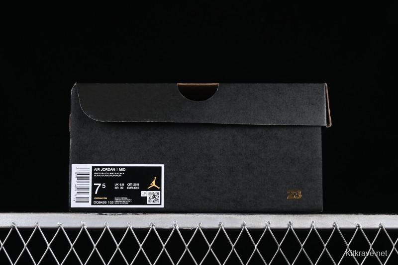 Nike Air Jordan 1 Mid AJ1 White Black Mid-Top Casual Sneakers - DQ8426-132
