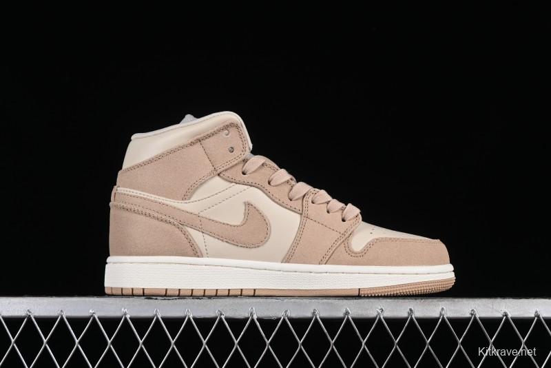 Nike Air Jordan 1 Mid AJ1 Khaki Mid-Top Basketball Shoes - FJ3448-200