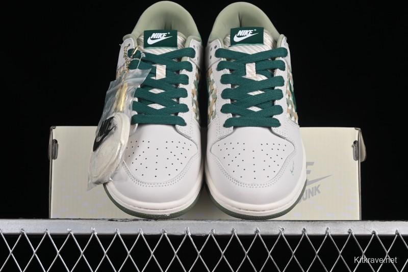 Nike SB Dunk Low UN Collaboration - White Green Swoosh Anniversary Custom Low-Top Casual Skate Shoes - DQ1098-359
