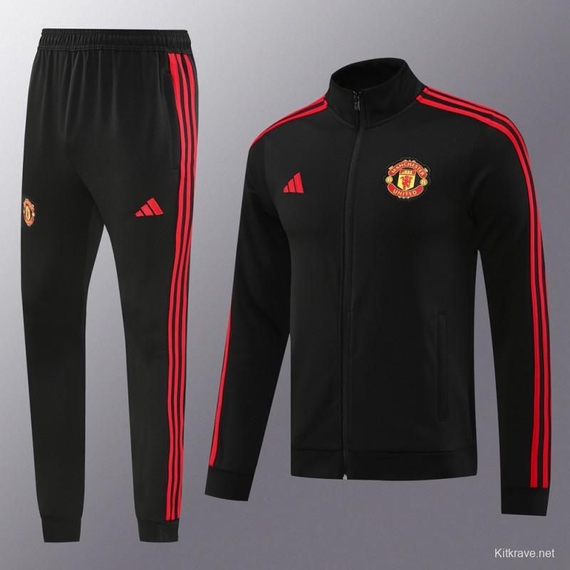 24/25 Manchester United Black Full Zipper Jacket +Long Pants