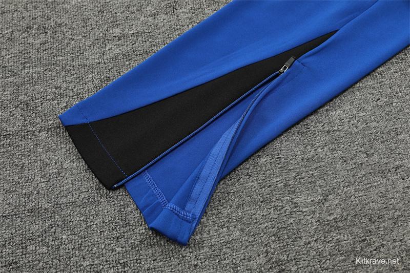 2024 South Korea Blue Half Zipper Jacket+Long Pants