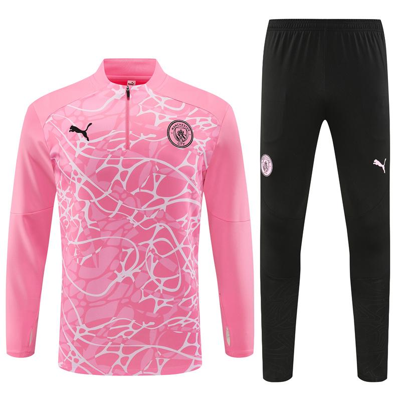 24/25 Manchester City Pink Half Zipper Jacket+Long Pants