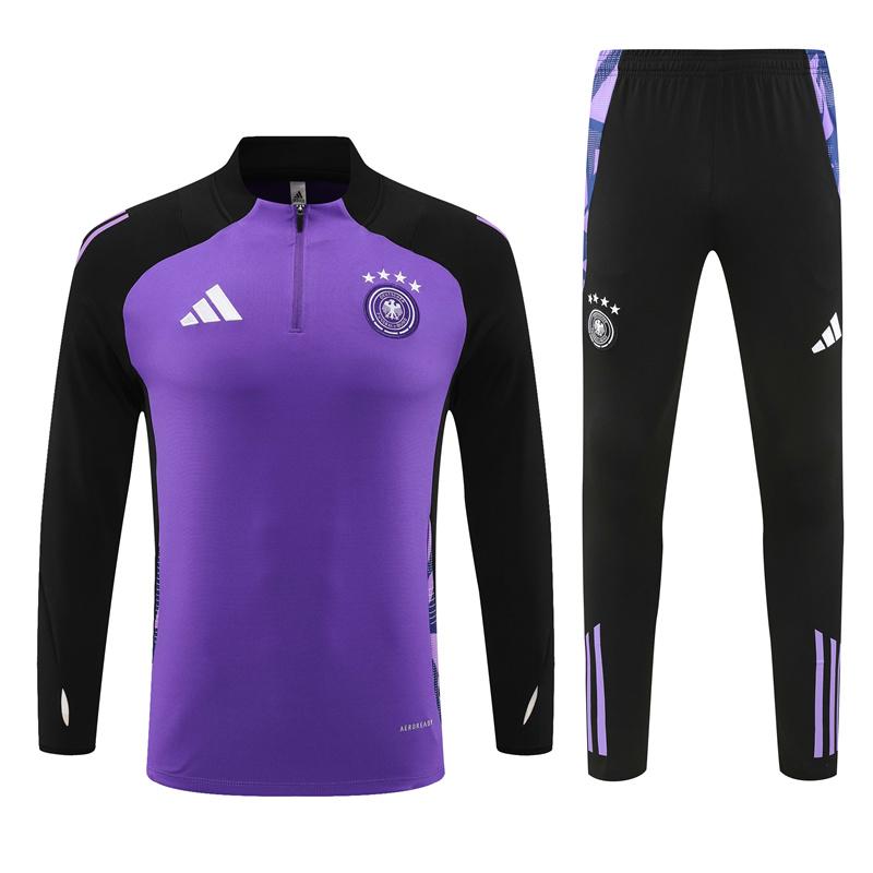 2024 Germany Purple Half Zipper Jacket+Long Pants