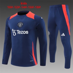 24/25 Kids Manchester United Navy Half Zipper Jacket+Long Pants