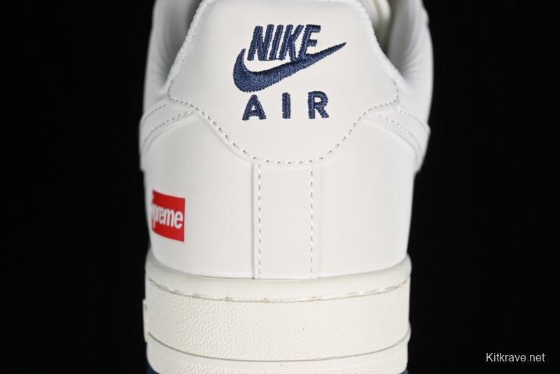 Nike Air Force 1 '07 Low Supreme Collaboration - White Blue Color Block Low-Top Casual Sneakers - XZ6188-001