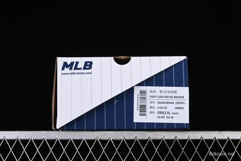 MLB Chunky Classic Base Heel Monogram Lightweight Platform Sneakers with 6cm Height Boost - 3ASXCBH4N50BKS
