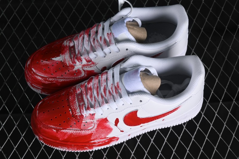 Nike Air Force 1 '07 Low Casual Sneakers with Anime Graffiti Style Crime Scene Design - 315122-211