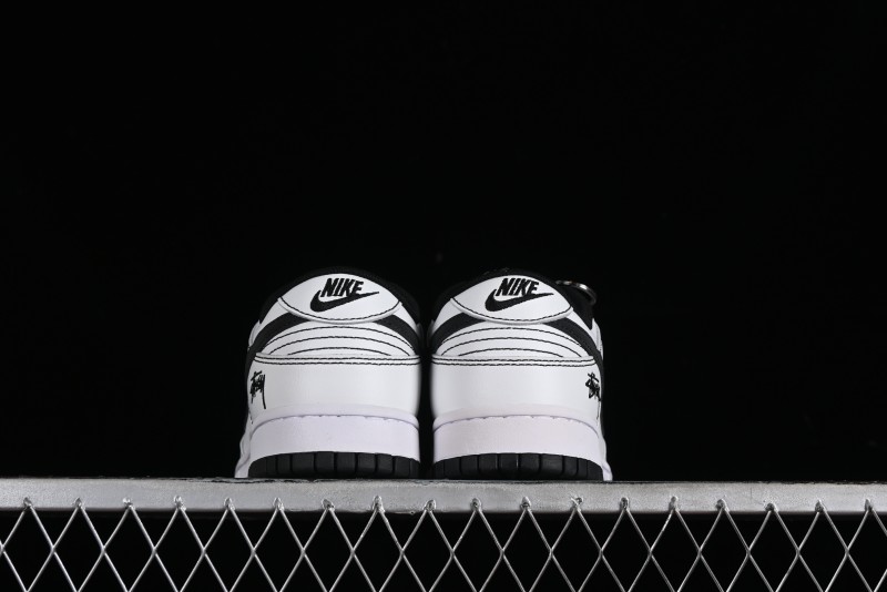 Stussy x Nike Dunk Low SB Skate Shoes in White-Black - FC1688-137