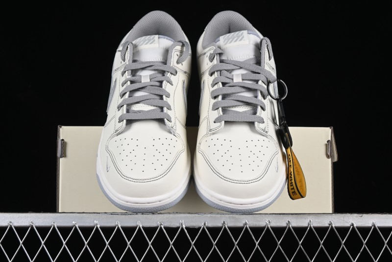 Nike SB Dunk Low OFF-WHITE Collaboration - Light Beige Grey Check Anniversary High-End Custom Low-Top Casual Sneakers - DJ2024-001