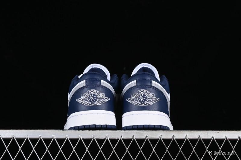 Nike Air Jordan 1 Low AJ1 White Blue Grey Low Top Lifestyle Basketball Shoes - 553558-141