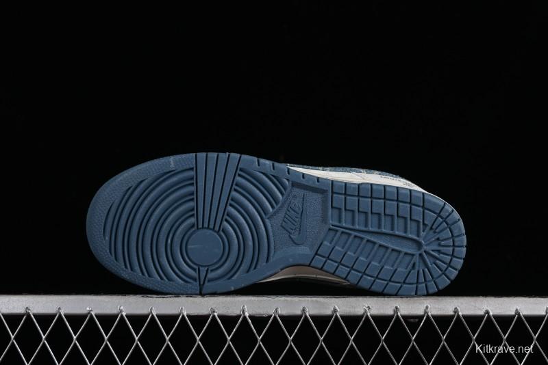 Nike SB Dunk Low LV Collaboration - Light Blue Denim Anniversary High-End Custom Low-Top Casual Skate Shoes - XP3802-336