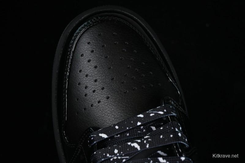Nike Air Jordan 1 Low "Black Croc" Casual Sneakers with Crocodile-Embossed Leather - HJ7743-010