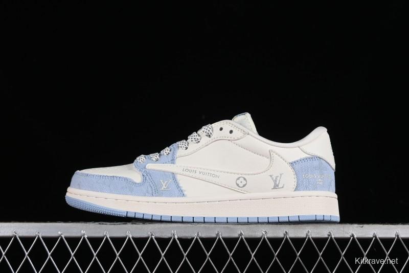 Nike Travis Scott x Fragment Design x Jordan Air Jordan 1 Low OG SP AJ1 LV Peacock Blue Low-top Casual Sneakers - LJ5188-003