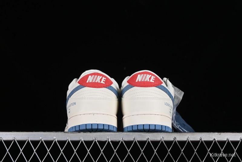 Nike SB Dunk Low LV Collaboration - Beige Blue Chanel Style Anniversary High-End Custom Low-Top Casual Sneakers - XX2025-323